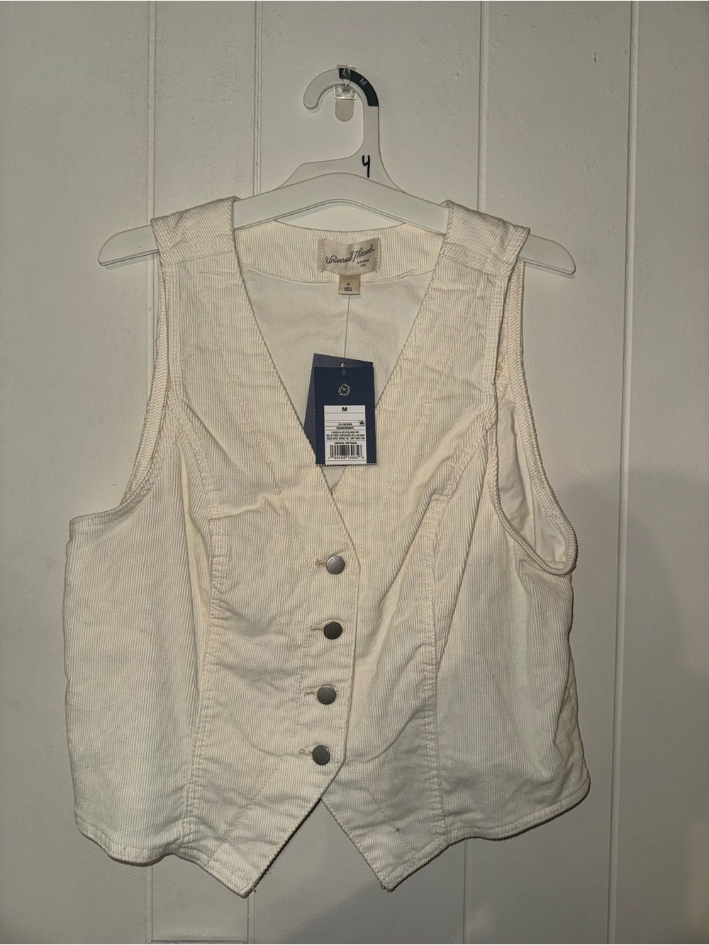 Universal Thread Cream Button-Front Corduroy Vest